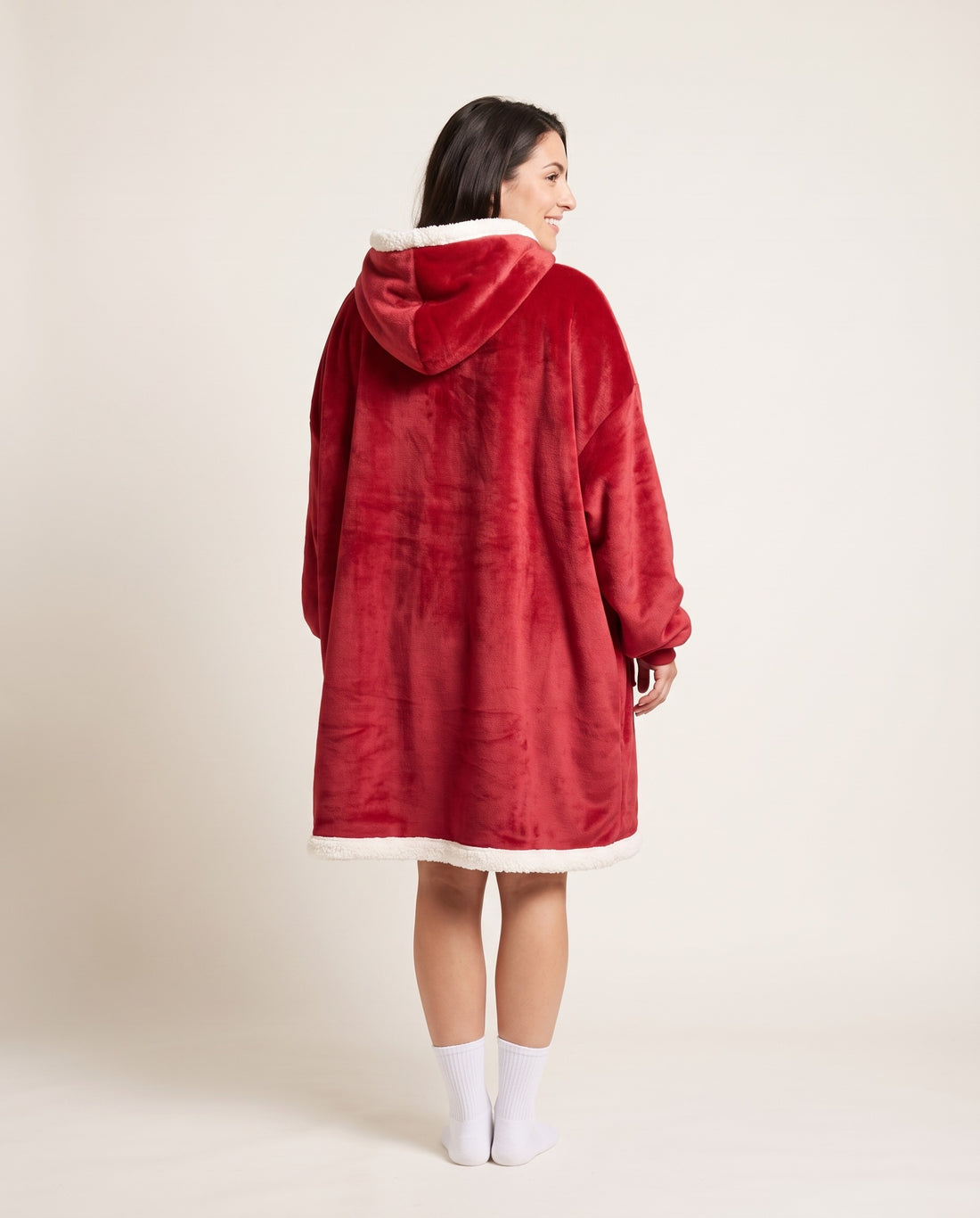 Couchmode Blanket Hoodie in Red, back view
